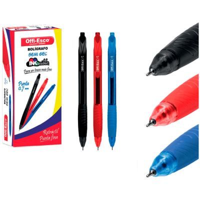 Lapicero Offiesco Retráctil Semi Gel 0.7 mm Caja X 12 UND