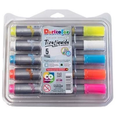 Marcador Borrable Doricolor Tiza Liquida X 5 Und