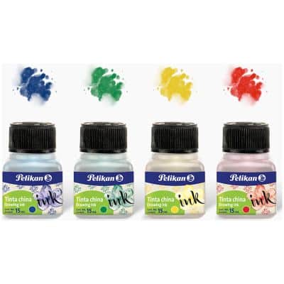 Tinta China Pelikan – Negra, Rojo, Azul, Amarillo, Blanca, Verde