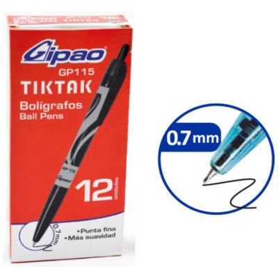 Lapicero Gipao GP115 Retráctil 0.7 Caja X 12 UND
