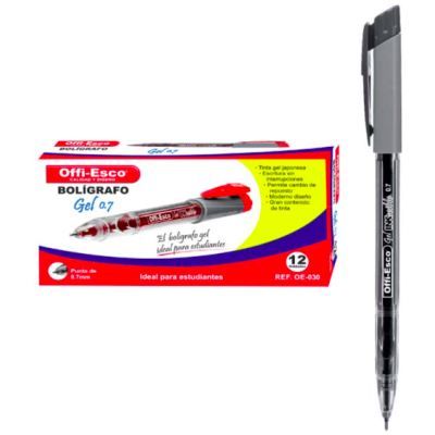 Lapicero Offiesco Gel Tapa – Retráctil Caja X 12 UND Negro