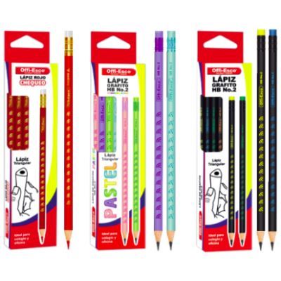 Lápiz Offiesco Caja X 12 UND - Negro – Rojo – Negro Pastel