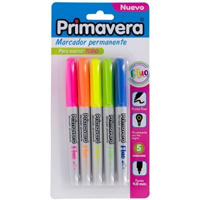 Marcador Permanente Primavera Flourescente X 6 - Pastel X 6