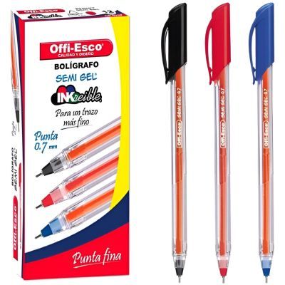 Lapicero Offiesco Tapa Semi Gel 0.7 mm Caja X 12 UND