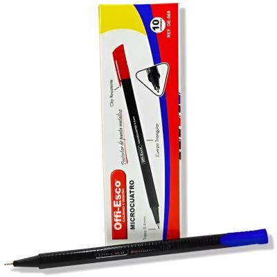 Micropunta Offiesco Caja X 10 UND - Negro – Azul – Rojo