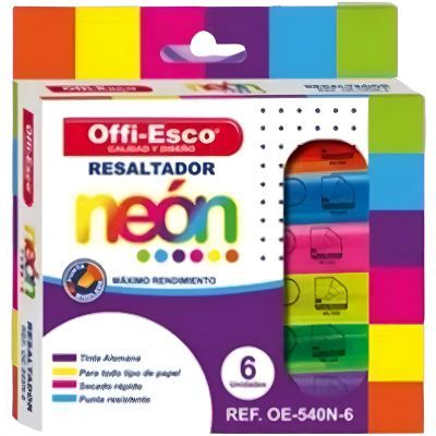 Resaltador Grueso Offiesco X 6 Und Neón – Pastel