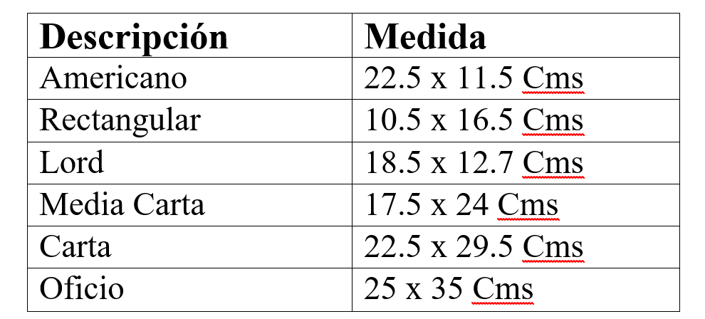 medidas blancas